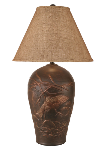 Bronze Trout Scene Table Lamp