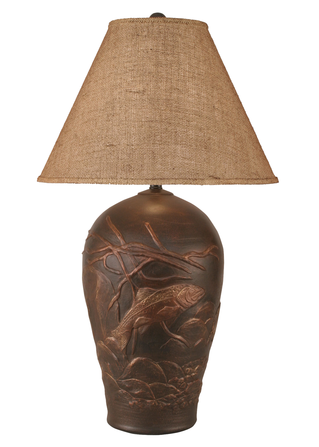 Bronze Trout Scene Table Lamp