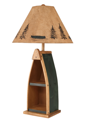 Stain/Green Wooden Boat Table Lamp