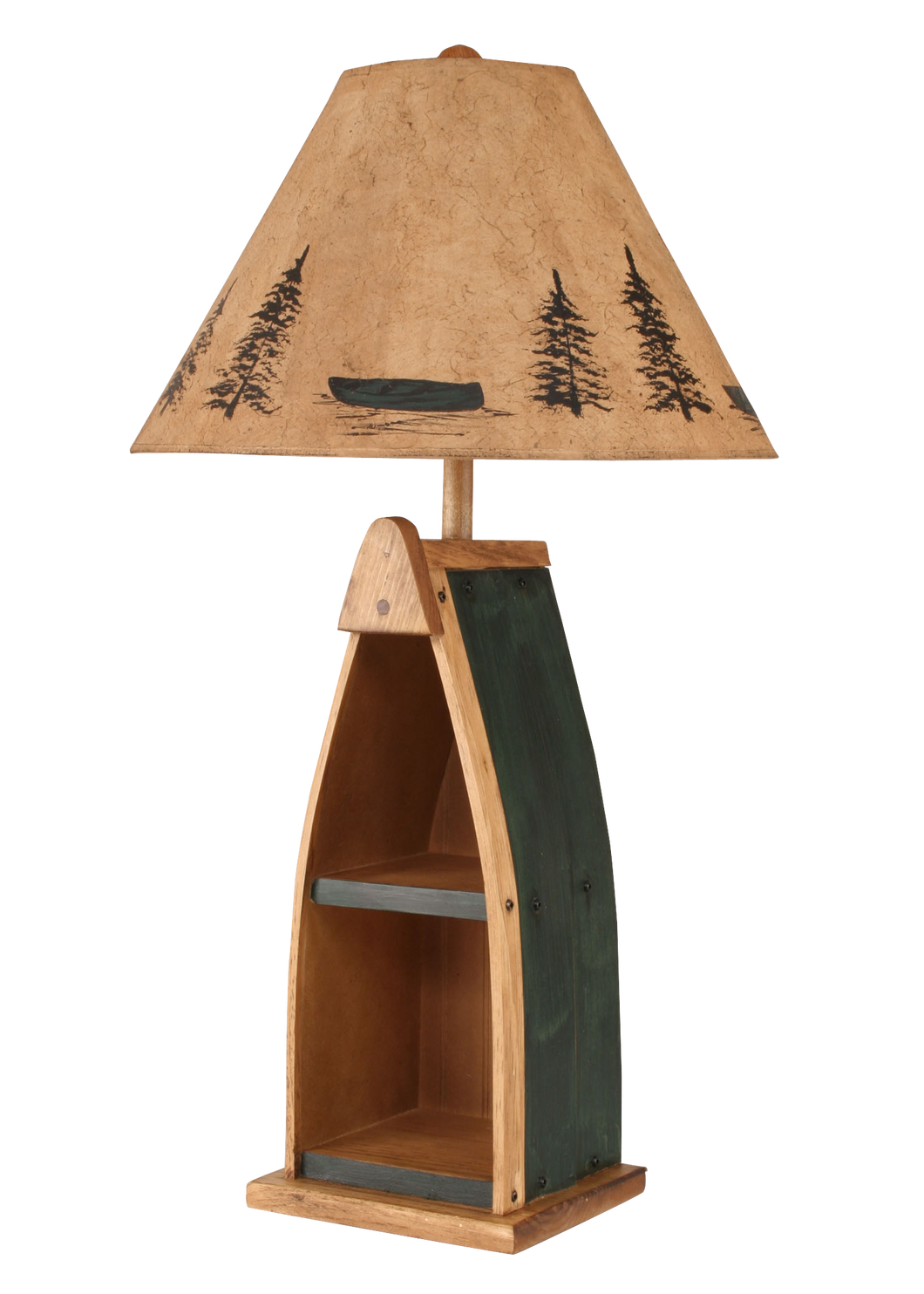 Stain/Green Wooden Boat Table Lamp