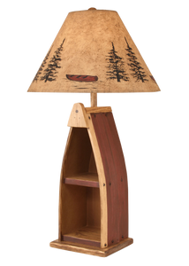 Stain/Red Wooden Boat Table Lamp