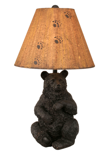 Distressed Black Sitting Bear Table Lamp