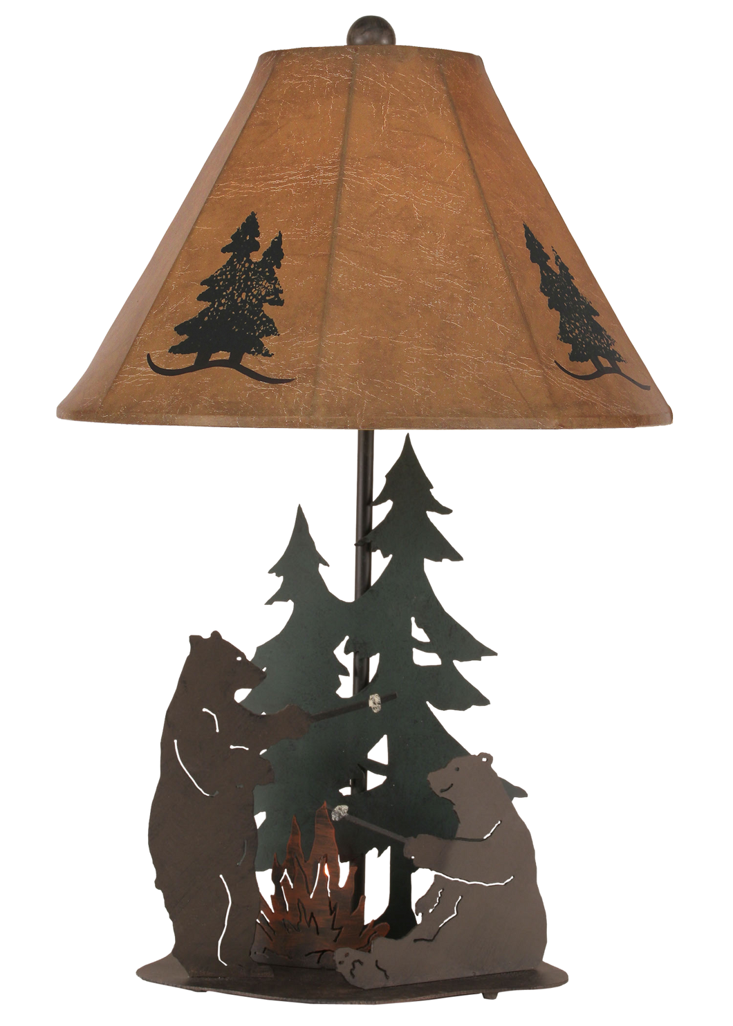 Outland Bears Roasting Marshmallows Table Lamp w/ Night Light