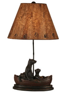 Riverwoods Bear Family in Canoe Table Lamp
