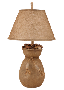 Burlap Bag of Pine Cones Table Lamp