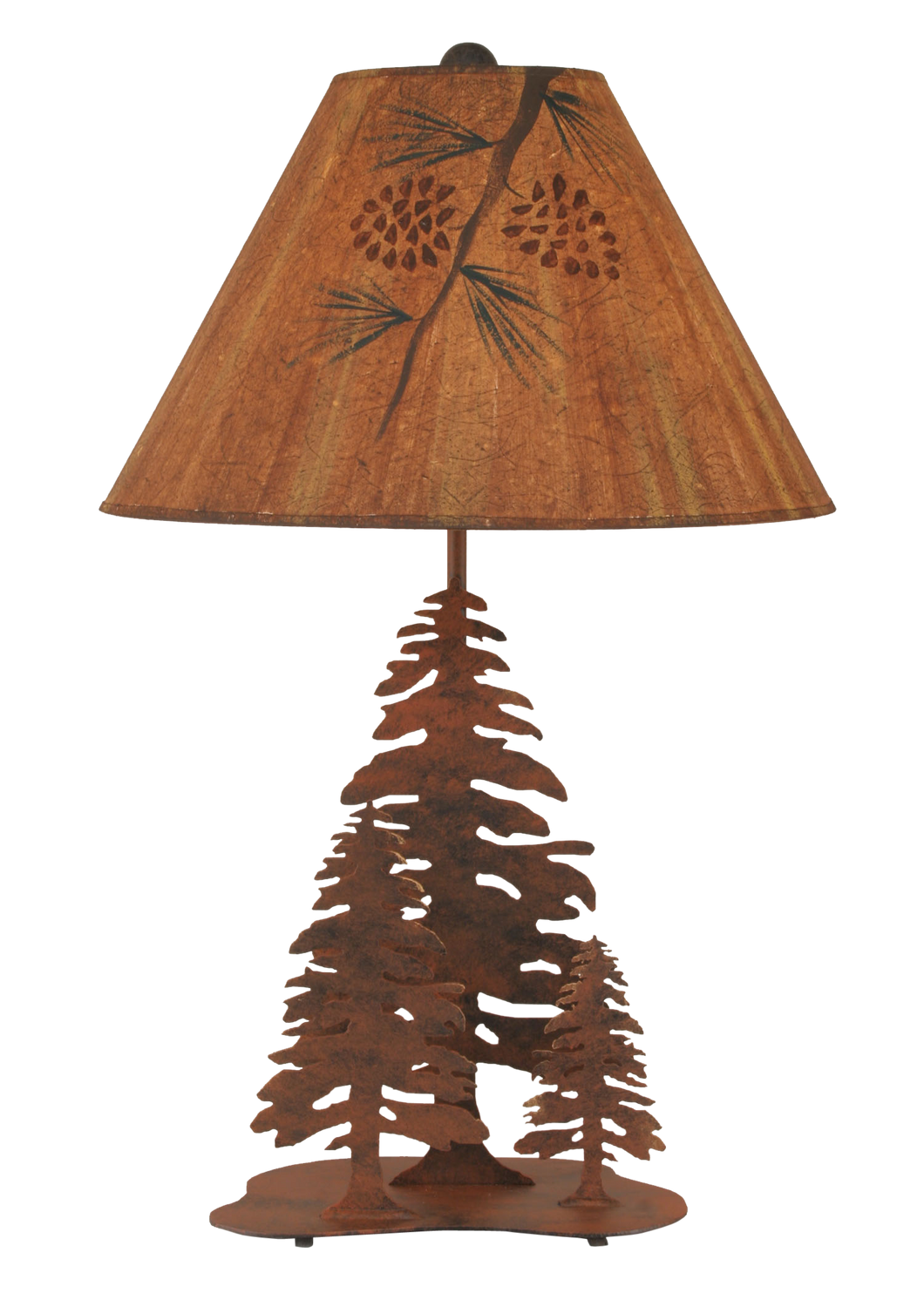 Rust 3 Tree Table Lamp w/ Pine Branch Shade