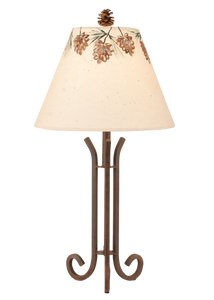 Rust Iron 3 Footed Accent Lamp w/ Pine Cone Canopy Shade