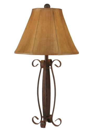 Rust Iron 4 Curls Accent Lamp w/ Faux Leather Shade