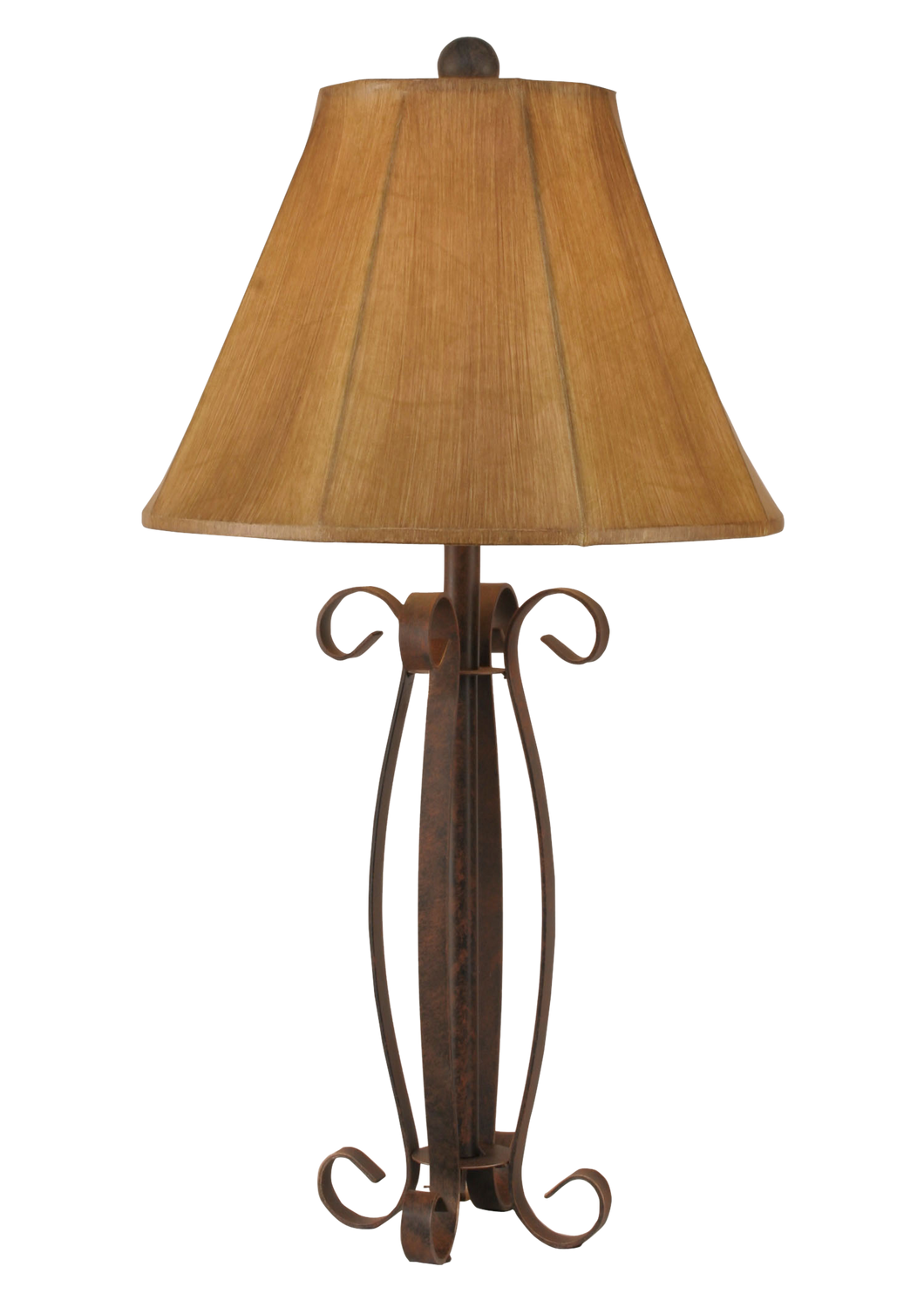 Rust Iron 4 Curls Accent Lamp w/ Faux Leather Shade