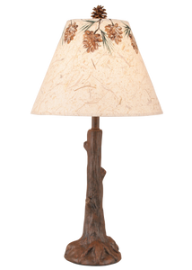 Rust Tree Trunk Table Lamp w/ Pine Cone Canopy Shade