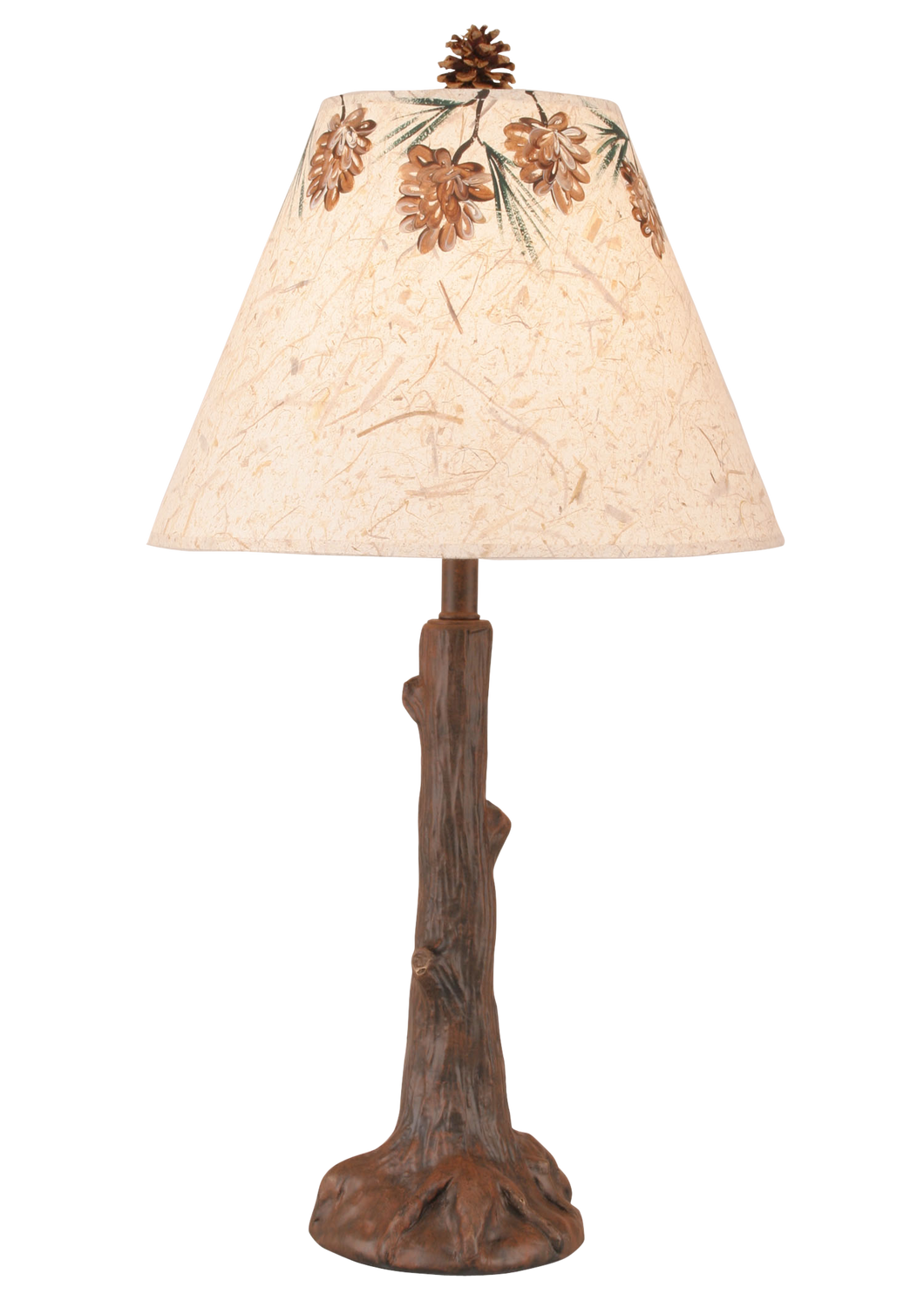 Rust Tree Trunk Table Lamp w/ Pine Cone Canopy Shade