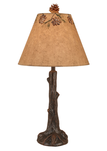 Rust Tree Trunk Table Lamp w/ Burnt Umber Pine Cone Shade