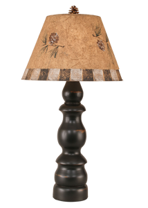Distressed Black Farmhouse Table Lamp w/ Pine Cone Shade