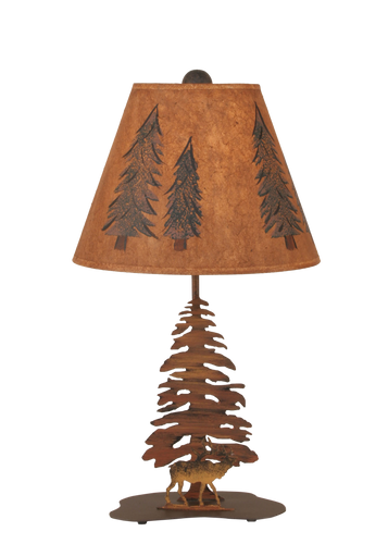 Charred Tree and Elk Accent Lamp