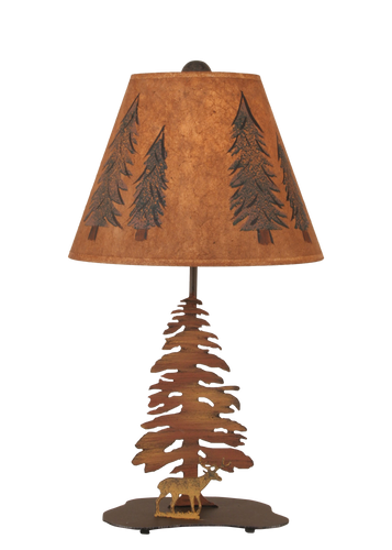 Charred Tree and Deer Accent Lamp