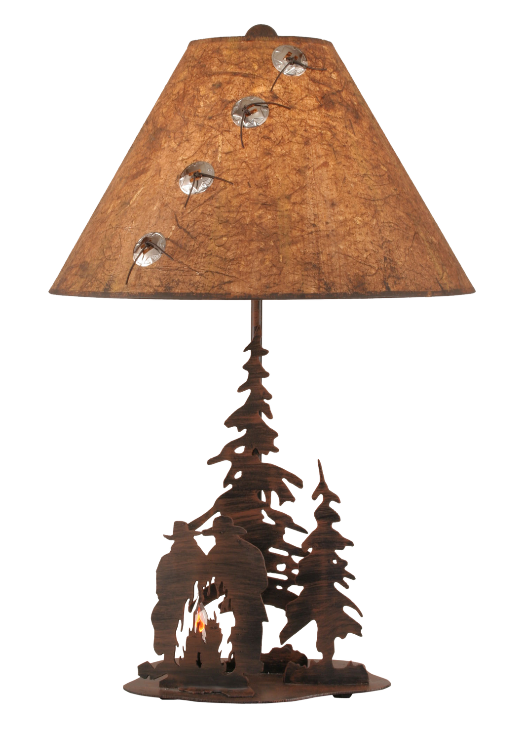 Rust Streak Cowboys Around Campfire Table Lamp w/ Night Light