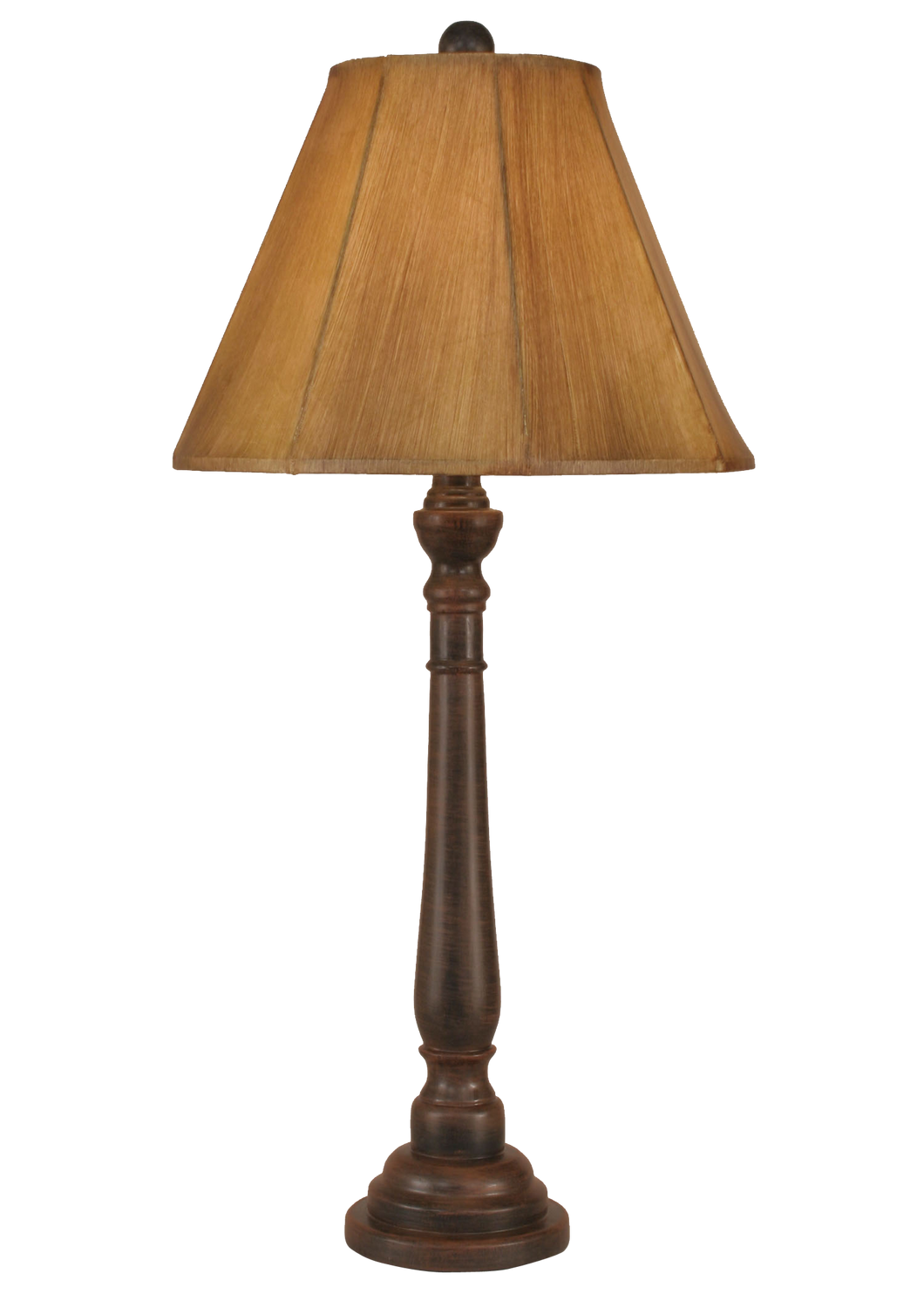 Rust Streaked Round Buffet Lamp w/ Faux Leather Shade