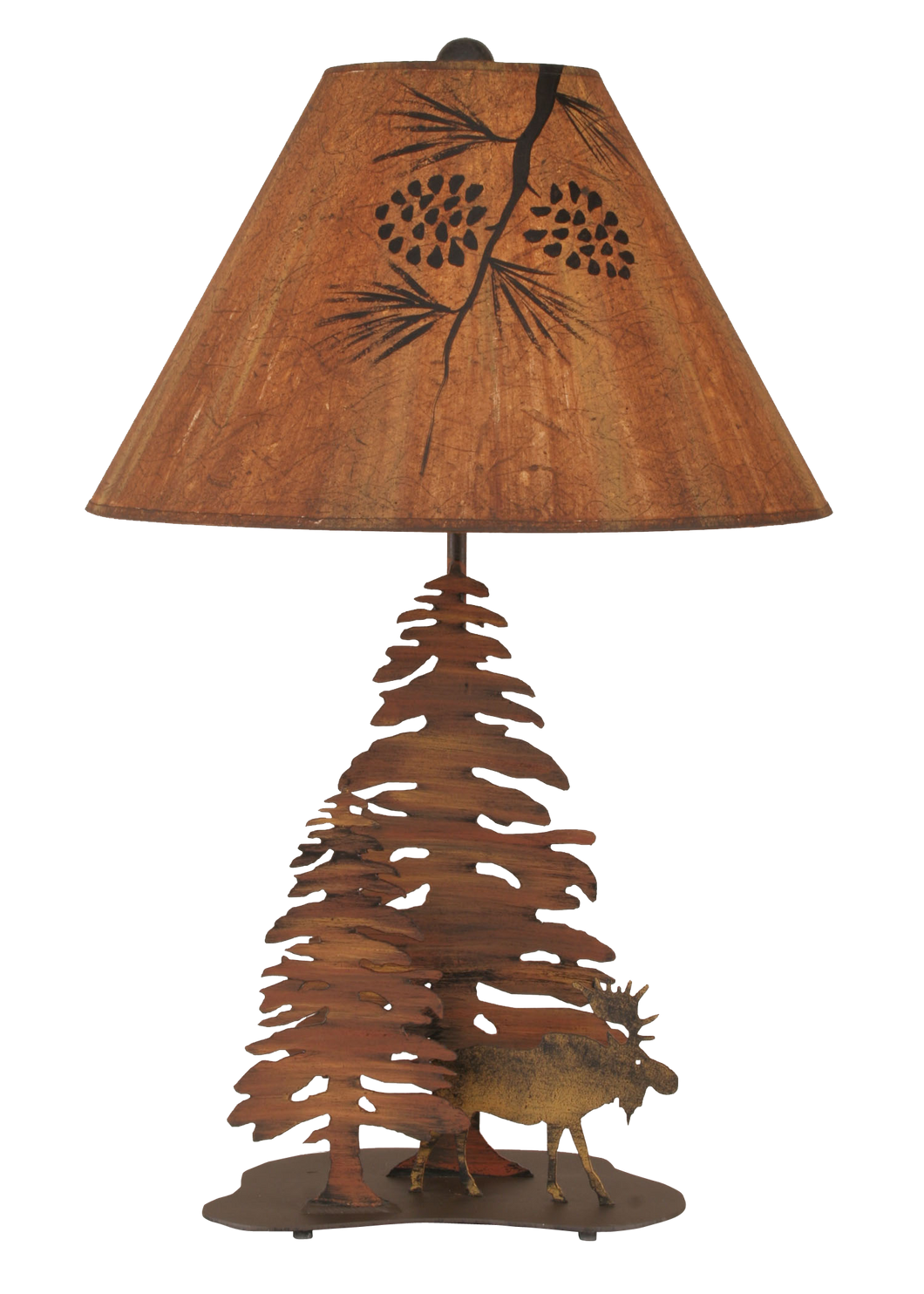 Charred 2 Pine and Moose Table Lamp