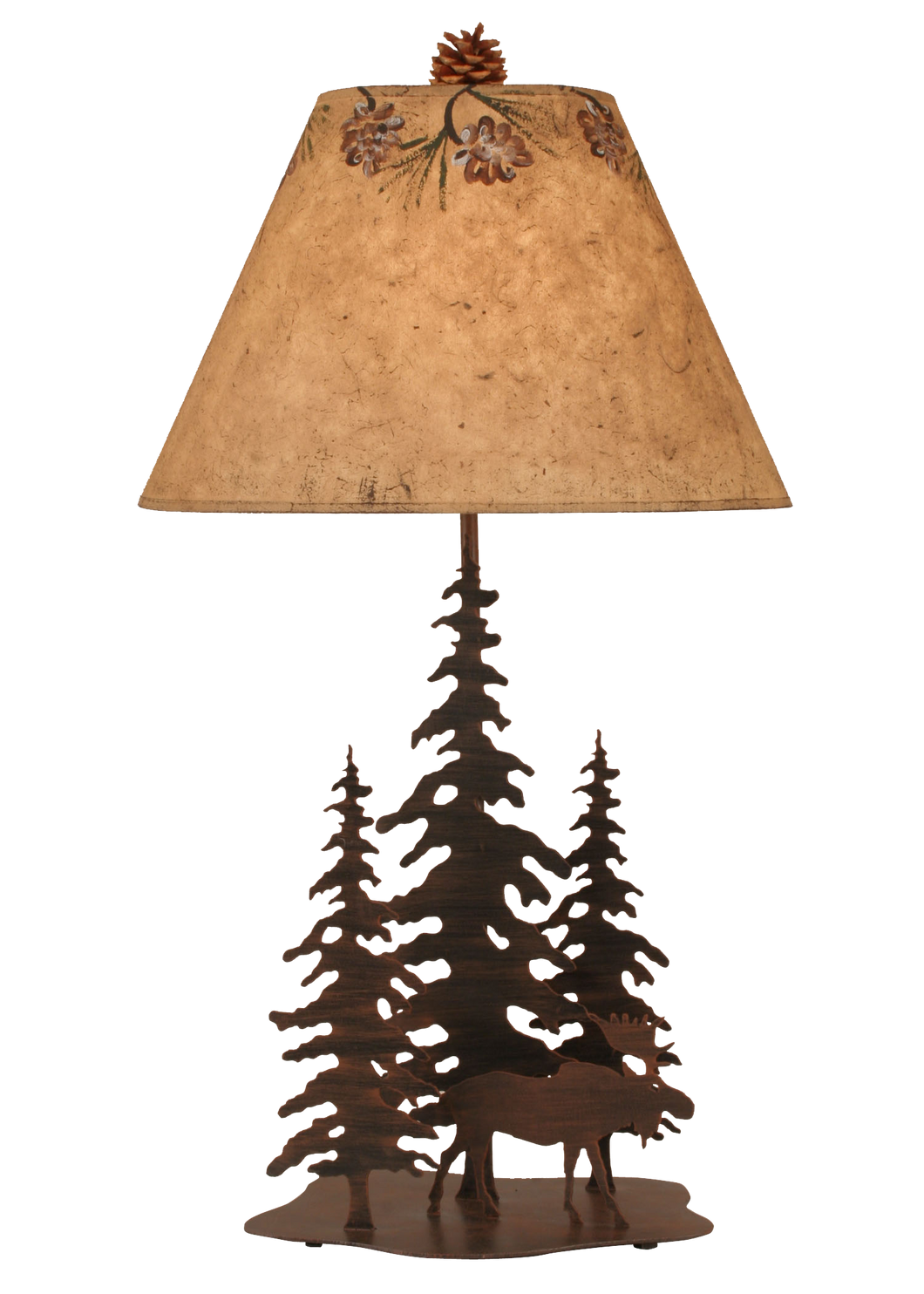 Rust Streaked 3 Tree and Moose Table Lamp