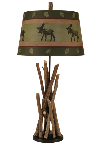 Bundle Of Sticks Table Lamp w/ Green Moose Shade