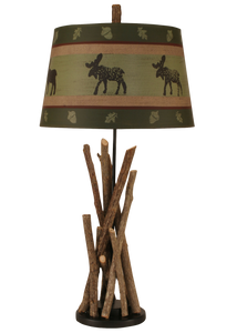 Bundle Of Sticks Table Lamp w/ Green Moose Shade