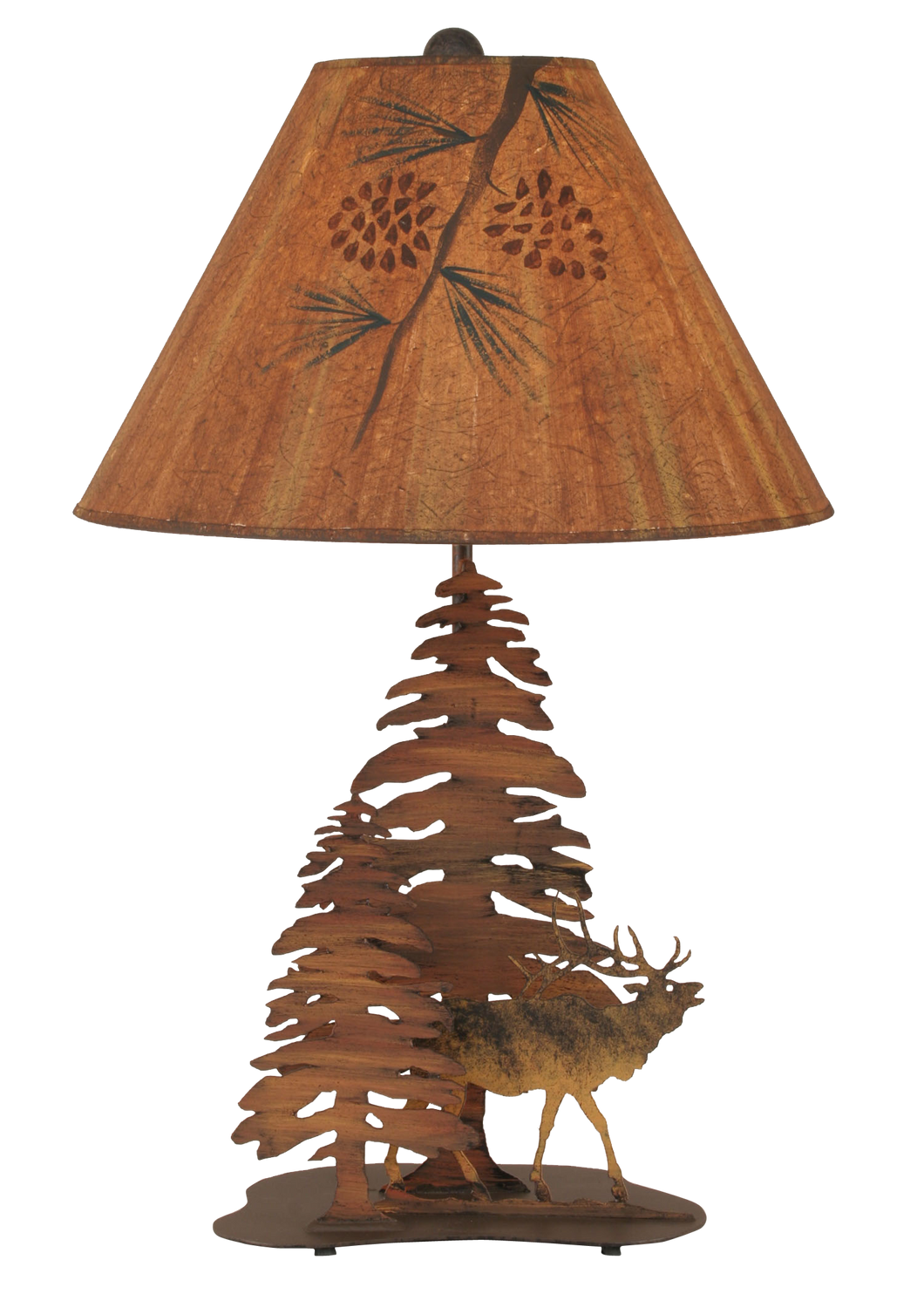 Charred 2 Tree and Elk Table Lamp