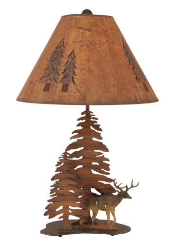 Charred 2 Tree and Deer Table Lamp