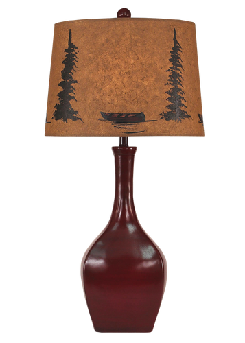 Spanish Tile Oval Genie Table Lamp w/ Canoe Scene Shade