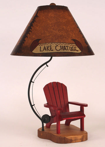 Stain/Red Lake Side Chair Table Lamp