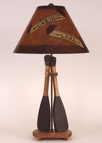 Stain/Red Cabin and Lake 2 Paddle Table Lamp