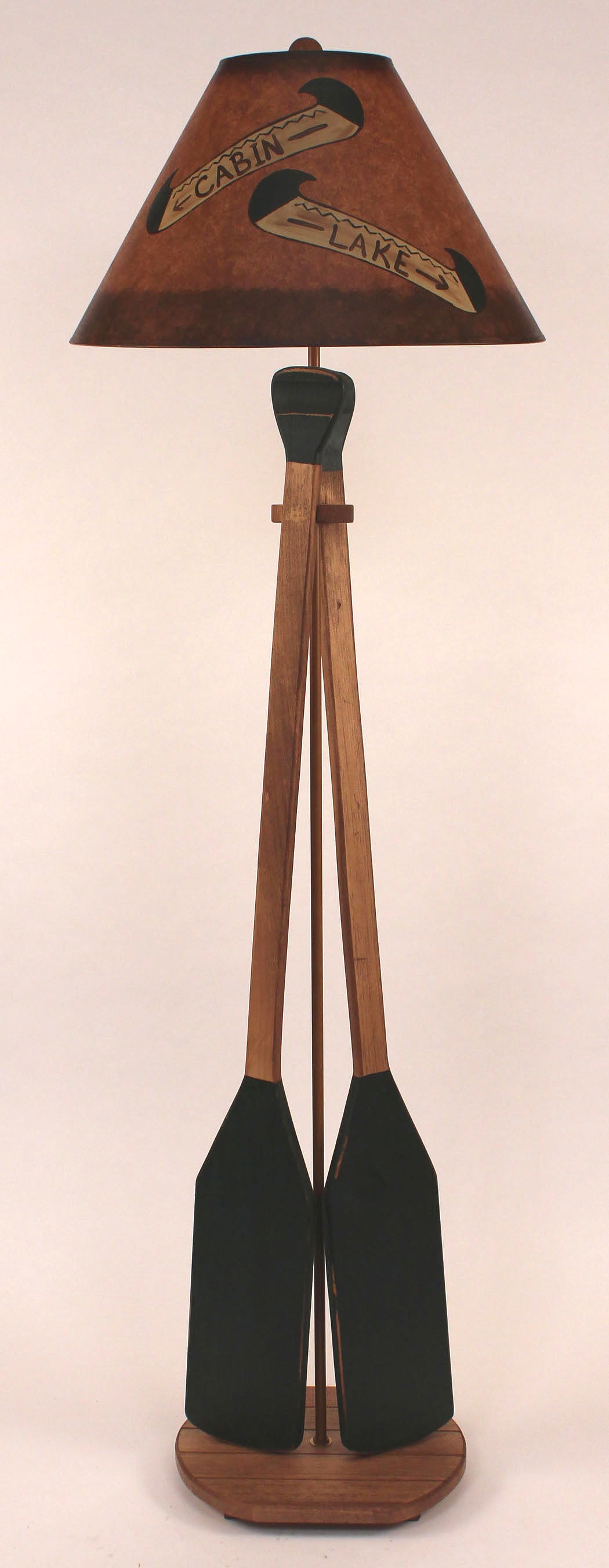 Stain/Green Cabin and Lake 2 Paddle Floor Lamp