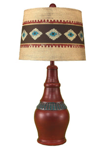 Rio/Jade Casual Table Lamp w/ Ribbed Accent- South Western Shade