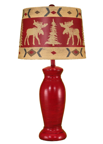 Brick Red Table Lamp w/ Moose Shade