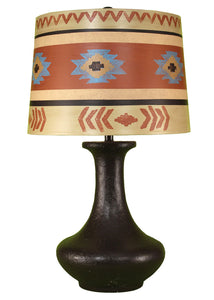 Dark Brown Textured Genie Bottle Table Lamp w/ South Western Shade