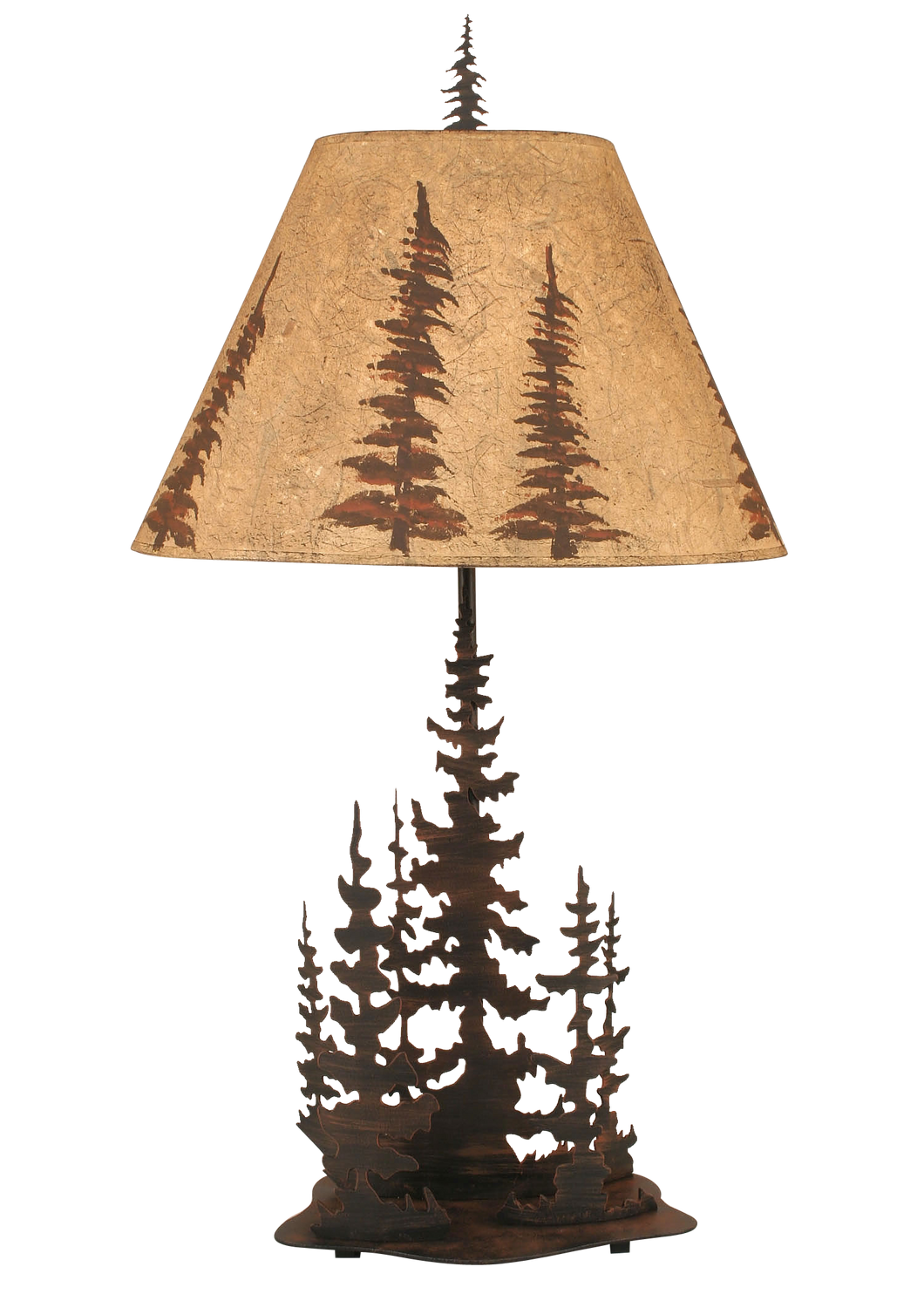 Burnt Sienna Feather Tree Scene Table Lamp