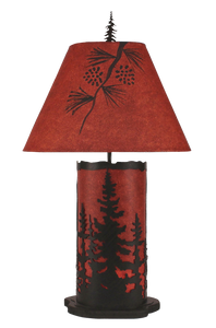 Burnt Sienna Small Feather Tree Table Lamp w/ Night Light