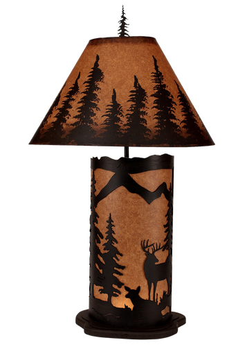 Kodiak Large Deer Scene Table Lamp w/ Night Light