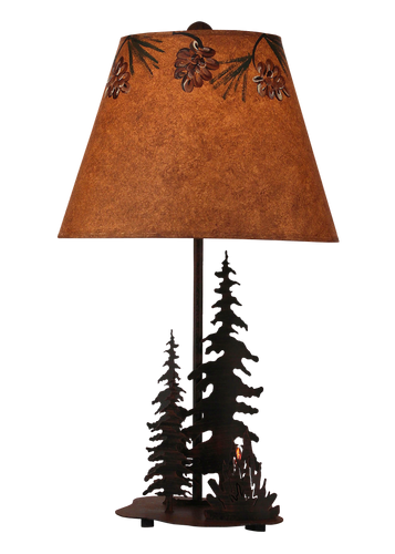 Burnt Sienna 2 Tree and Campfire Accent Lamp w/ Night Light