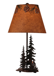 Burnt Sienna 2 Tree and Campfire Accent Lamp w/ Night Light