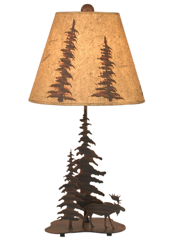 Burnt Sienna 2 Tree and Moose Accent Lamp