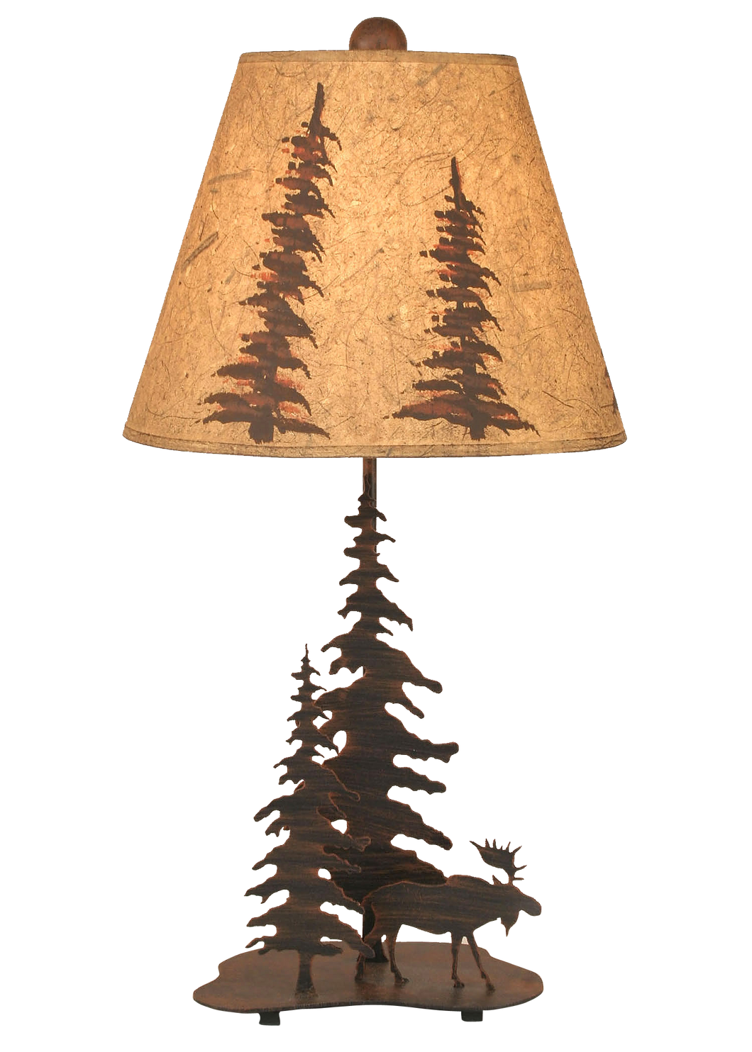 Burnt Sienna 2 Tree and Moose Accent Lamp