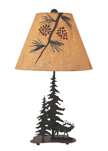 Burnt Sienna 2 Tree and Elk Accent Lamp