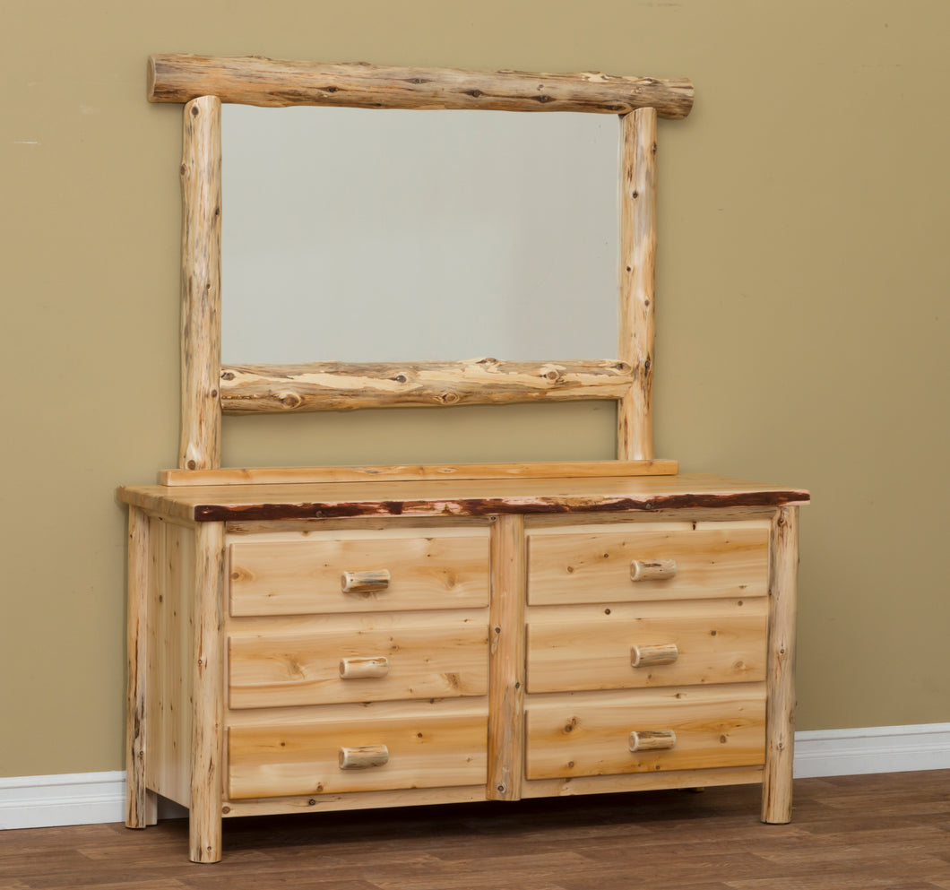 Six Drawer Rustic Cedar Dresser with Optional Mirror