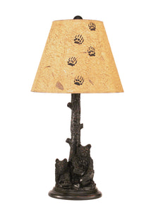 2 Bear Cubs in Tree Table Lamp