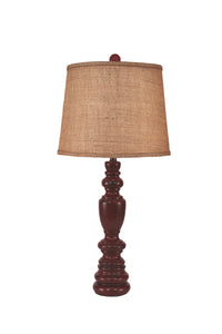 Distressed Red Multi Ring Candle Stick Table Lamp