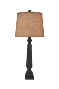 Black Ribbed Candle Stick Table Lamp