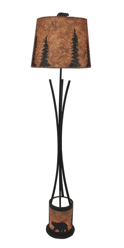 Flat Bar Floor Lamp with Bear Scene Night Light
