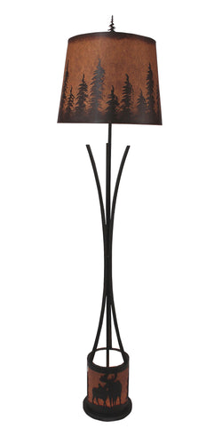 Flat Bar Floor Lamp with Moose Scene Night Light