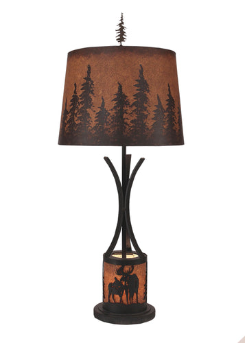 Flat Bar Table Lamp with Moose Scene Night Light