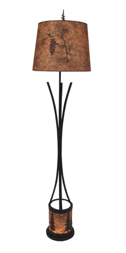 Flat Bar Floor Lamp with Feather Tree Scene Night Light